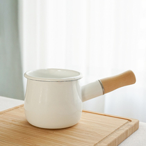 PAGOO enamel Japanese style double mouth enamel Single handle small milk pan sauce stock pan baby covegan cookware universal