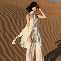 Qinghai Tibetan Temperament Goddess Van Obliteration One-piece Broadleg Long Pants Summer Seaside Holiday Clothes Desert Brigade Pat
