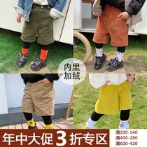 (In the middle of the year the warehouse will not be replaced) Boys and girls plus velvet padded padded pants winter Korean corduroy