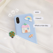 Warm pastoral life embroidery stickers cute little tree cabin Rainbow computer Hand Book clothes self-adhesive decoration