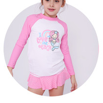 Blowind Girls Hot Spring Swimsuit Girls Long sleeve trousers Sunscreen Quick-drying warm split swimsuit Three-piece set