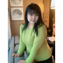 2022 new fat mm big code hit undershirt woman inner lap fat sister 200 catty round collar Long sleeve Modale blouse t-shirt