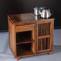 Walnut mobile tea table tea cabinet kettle integrated tea cabinet solid wood home living room new Chinese Tea side cabinet