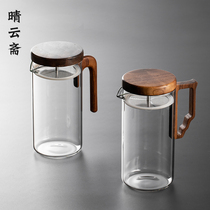 Japan-style modern wood to thicken the glass cool kettle thickened and cold water kettle Home Flower teapot Large capacity heatable