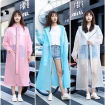 Raincoat long full body anti-rain electric bicycle riding hiking Single student Transparent adult men and women rain poncho