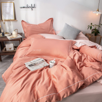 High-end new 60 long-staple cotton four-piece set cotton pure cotton quilt cover sheets simple light luxury style bedding YM