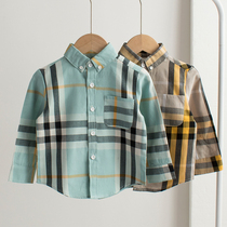 Childrens striped shirt cotton long sleeve shirt boys kid Korean top baby Joker shirt foreign autumn dress