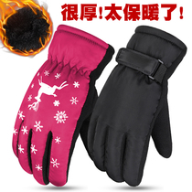 Single board ski gloves female male professional waterproof and warm windproof anti-chill double and refers to stuffy couples add-down thickening