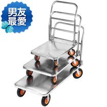 Silent flatbed trolley Folding hand trolley Household portable carrier trailer pull cargo 8 car trolley