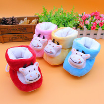 Newborn baby cotton shoes 0 autumn and winter non-slip soft bottom children plus velvet thick warm men and women baby toddler shoes 1 year old
