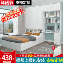 Tatami wardrobe integrated bed small apartment space saving multifunctional storage bed cloakroom with wardrobe childrens bed