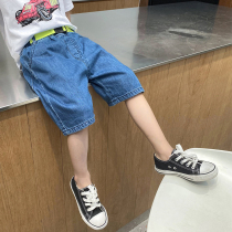2022 Summer clothes new boy shorts 50% pants children jeans Korean version Chaoyang CUHK Childrens pants slim fit