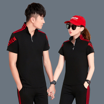 Sports suit mens summer thin section couple sportswear Korean version short-sleeved trousers summer running womens casual sportswear