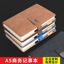 a5 business notebook stationery notepad office personnel simple retro art exquisite leather belt buckle student hand book work meeting record book horizontal line diary custom printed logo