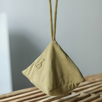 Hemp Colorless Original Design Army Green Knit Handbag Pure Cotton Lady Small Bag Rhombus Hand Grab Bag Minimalist single shoulder bag