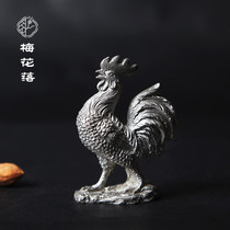 Golden chicken creative pure tin carving handmade living room decoration home Tea Room wine cabinet decoration porch handicraft decoration soft decoration