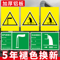 Outlet signage sewage exhaust discharge solid waste rainwater noise waste environmental protection logo aluminum plate