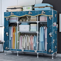 Cloth wardrobe simple wardrobe rental room household sturdy and durable steel pipe bold reinforcement economic storage hanging clothes kitchen