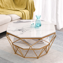  Italian light luxury coffee table Small apartment living room Marble household table Simple modern rock board Nordic round outfit