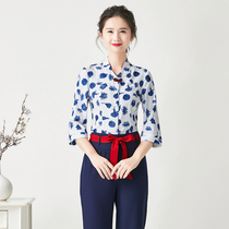 Spring and summer new beauty salon beautician foot bath work clothes Female foot therapist technician work clothes health club suit