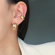 White Great Aunt 75 Retro Metal Magazid C-Shaped Earrings Method Minimalist 100 Lapped Temperament Ear-ear Ear Clip Earrings