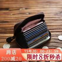 Retro Head Layer Mad Horse Bull Leather Zipper Wallet Men Genuine Leather Large Capacity Organ Card Bag Multi-Position Credit Card Sleeve