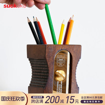 British SUCKUK pencil knife shape solid wood pen holder creative design desk storage creative gift Pen Holder
