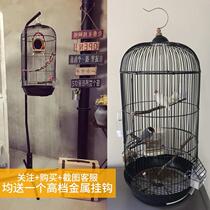  Extra large bird cage Medium show eye round embroidered eye pigeon Large full set of accessories Pet parrot cage Villa starling