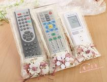 Fabric lace remote control cover TV remote control cover pastoral rose remote control cover protection