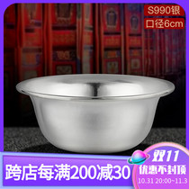 s990 silver water cup Buddha front cup handmade glossy single bowl for Buddha supplies for Buddha cup Tantric Buddha front wine cup 6cm