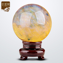 Natural yellow crystal pendulum pieces smelting ore transparent round balls Merchants transit Xuanguan Entrance Living Room Crafts