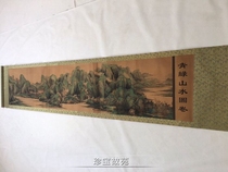 New antique calligraphy and painting Green Landscape Map hand-painted scroll murals long scroll living room Middle Hall decoration hanging painting