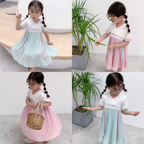 2022 female baby sweet and beautiful skirt Summer clothing small and medium girl ancient clothes Chinese style Chinese style dress 5483