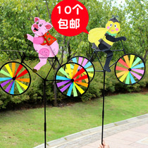 2019 New three-dimensional bee riding animal Fabric windmill decoration outdoor garden rotating childrens toys