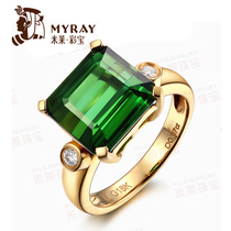 Miley Jewellery 2 58 Carat Natural Green Beers Ring 18K Gold Inlaid Diamond Gem Ring Custom