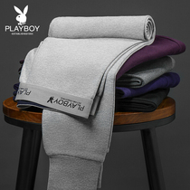 Playboy autumn pants mens pure cotton autumn and winter thin warm pants underwear wool pants leggings 2021 new