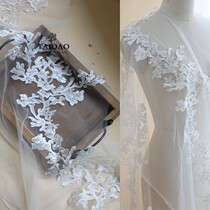 S21 new Taiwan European style rice white sequin lace embroidery lace accessories wedding dress background decoration