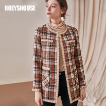 Luo Yi temperament small fragrant wind woolen jacket womens winter clothing new intellectual Plaid slim body suit jacket 01348