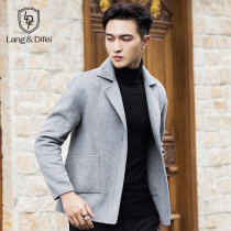 Autumn and winter wool wool mens short coat suit No cashmere coat double-sided zipper blazer tide