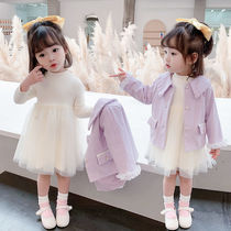 Girls autumn dress suit new style children princess dress Spring and Autumn Lady baby small fragrant wind two-piece set