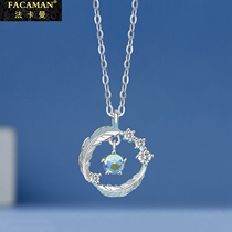 Fakaman feather necklace female sterling silver clavicle pendant light luxury niche design sense 2021 new summer fairy air tide
