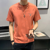 Mens short sleeve T-shirt 2020 new cotton half-sleeve base shirt casual versatile handsome Korean version of clothes D0302