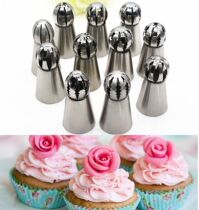 Russian spherical framed flower nozzle one step to flower stainless steel torch framed flower mouth torch flame cream framed flower mouth