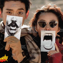 Photography props Brigade photography couple board hand holding board Net red Sen New Product black and white mouth close-up hand sign