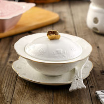 European-style embossed birds nest bowl Dessert bowl cup Silver fungus soup bowl Ceramic steamed egg bowl Sugar water bowl Hotel restaurant shark fin cup