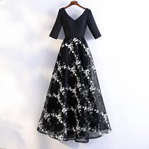 Black Evening Dress Banquet 2020 New Dignified Atmospheric Birthday Party v-Neck Long Lady Elegant Evening Dress