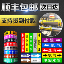 Pipeline identification card sticker National standard reflective film fire chemical flow shear head arrow indicator color ring Pipeline marking sticker Compressed air steam advertising self-adhesive sticker Label Warning card