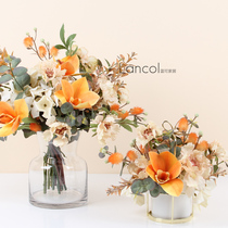 Lancol Korean style flower set living room table pink orange combination floral decoration decoration fake flower