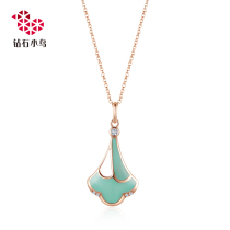 Zbird diamond bird 18K mint enamel diamond pendant-leaf shadow-no necklace-female pendant pleasing color