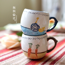Cup ceramics Simple and fresh forest pastoral large-capacity mug ceramics creative hand-painted ceramic cup household